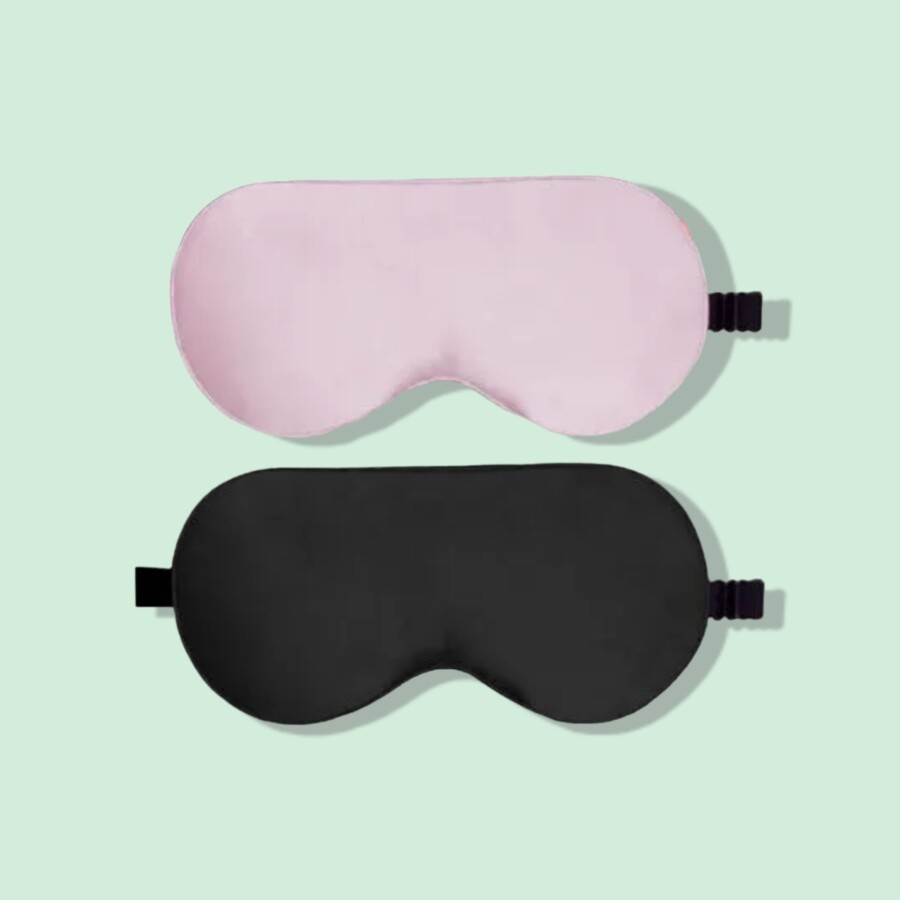 Tow travel eye masks in color pink and black