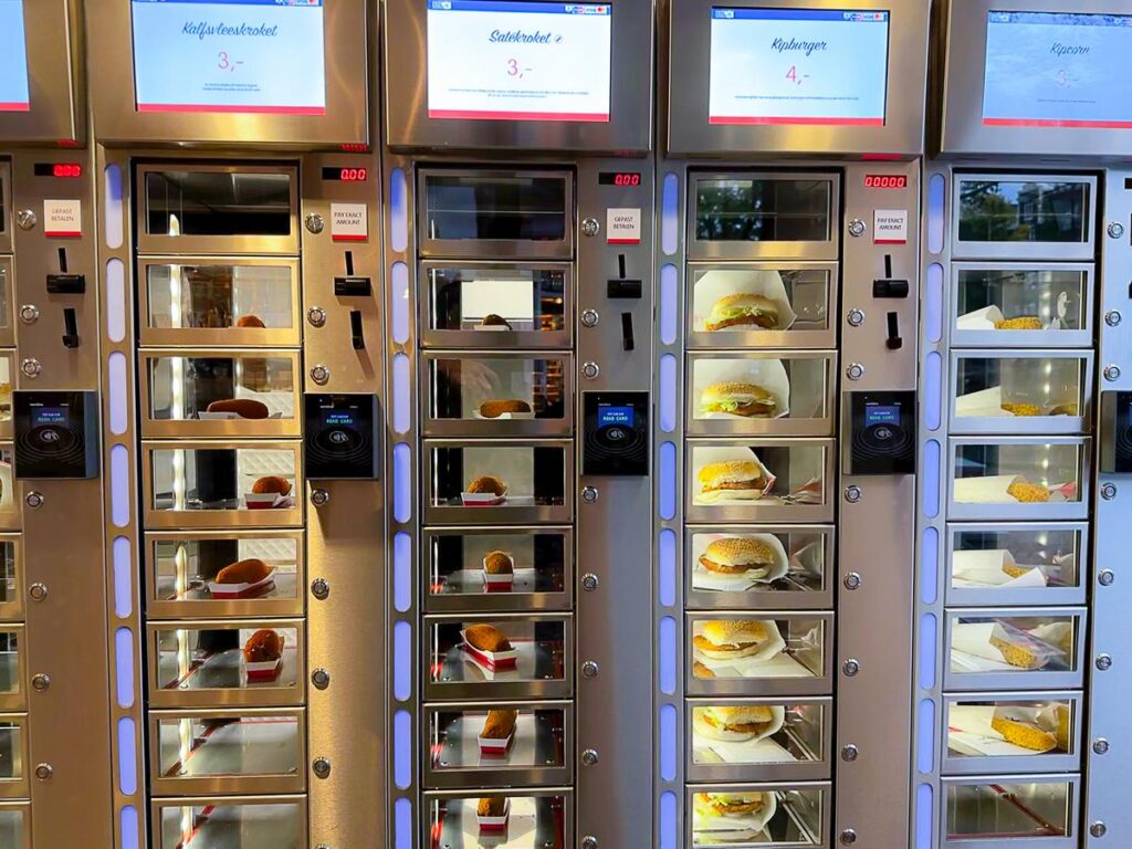 FEBO vending machine offering Dutch fast-food delights in Amsterdam