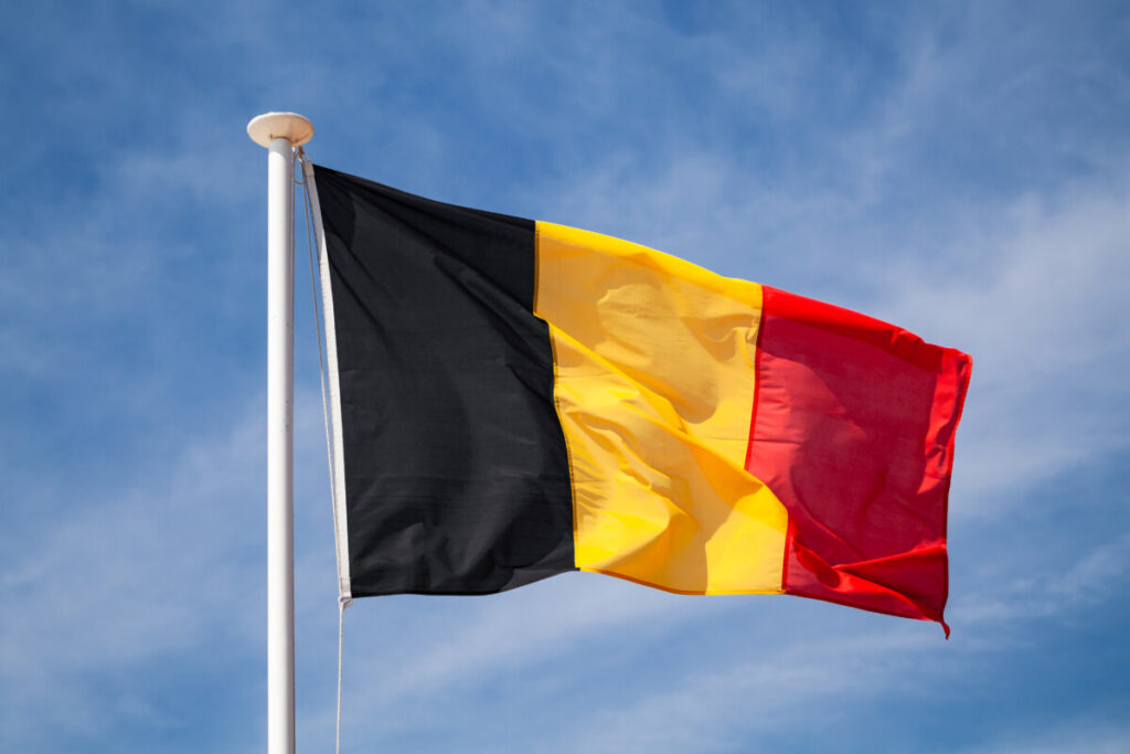 Flag of Belgium on a pole
