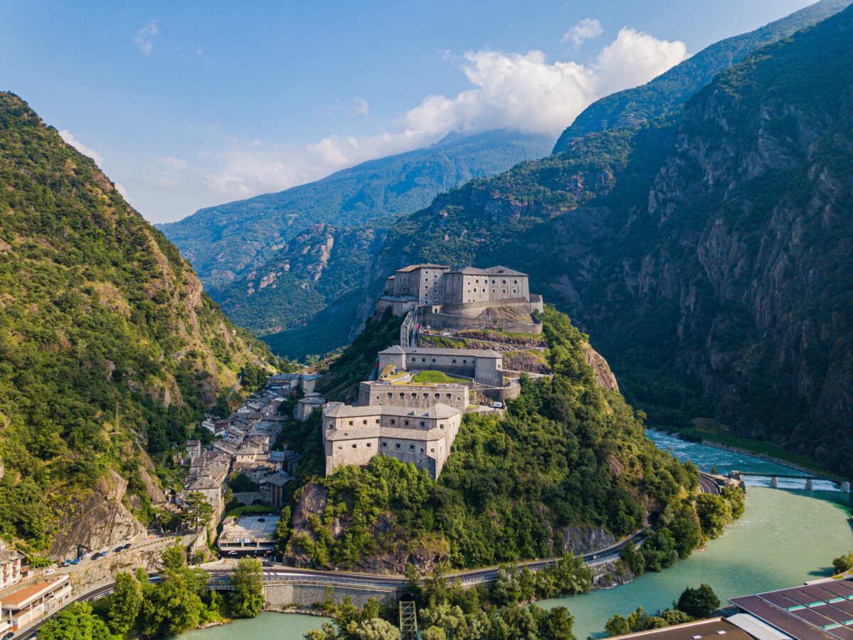 Aerial Fort of Bard, Aosta Valley, among best places to visit in Northern Italy.