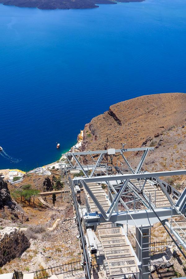 Funicular ride from Old Port Santorini with stunning Aegean Sea views