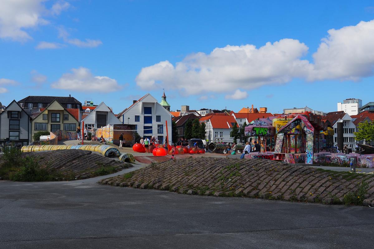 Geoparken in Stavanger, Norway - Sustainable playground with graffiti art and recycled materials