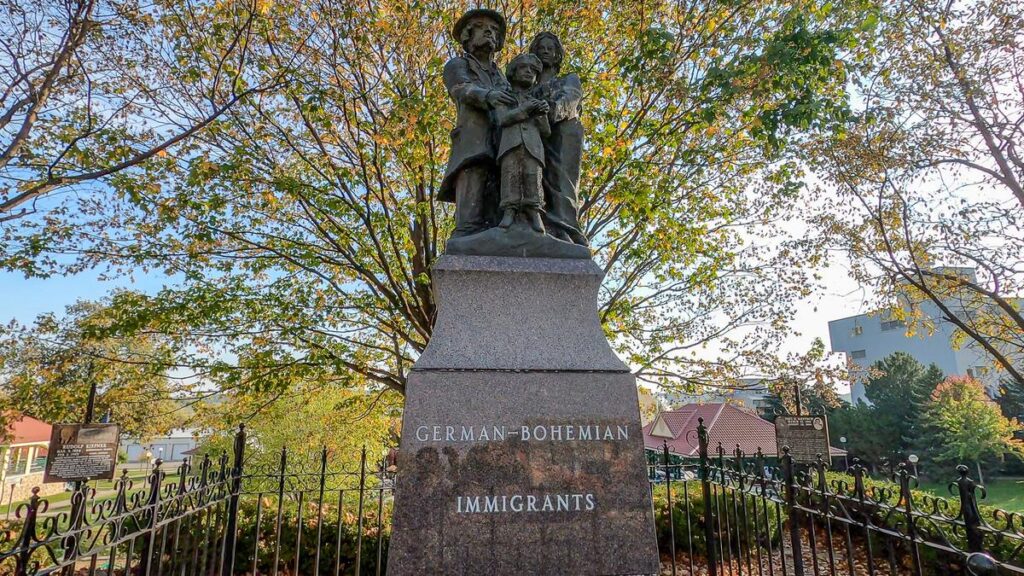 German-Bohemian Immigrant Monument in New Ulm, Minnesota: Tribute to cultural heritage and immigration history (source: [German Bohemian Heritage Society](https://germanbohemianheritagesociety.com/german-bohemian-monument/))