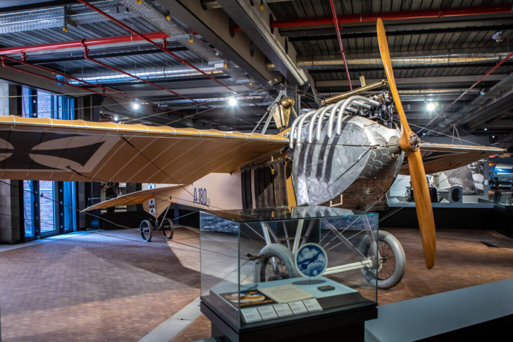 Exhibit and plane display at the German Museum of Technology in Berlin, Germany