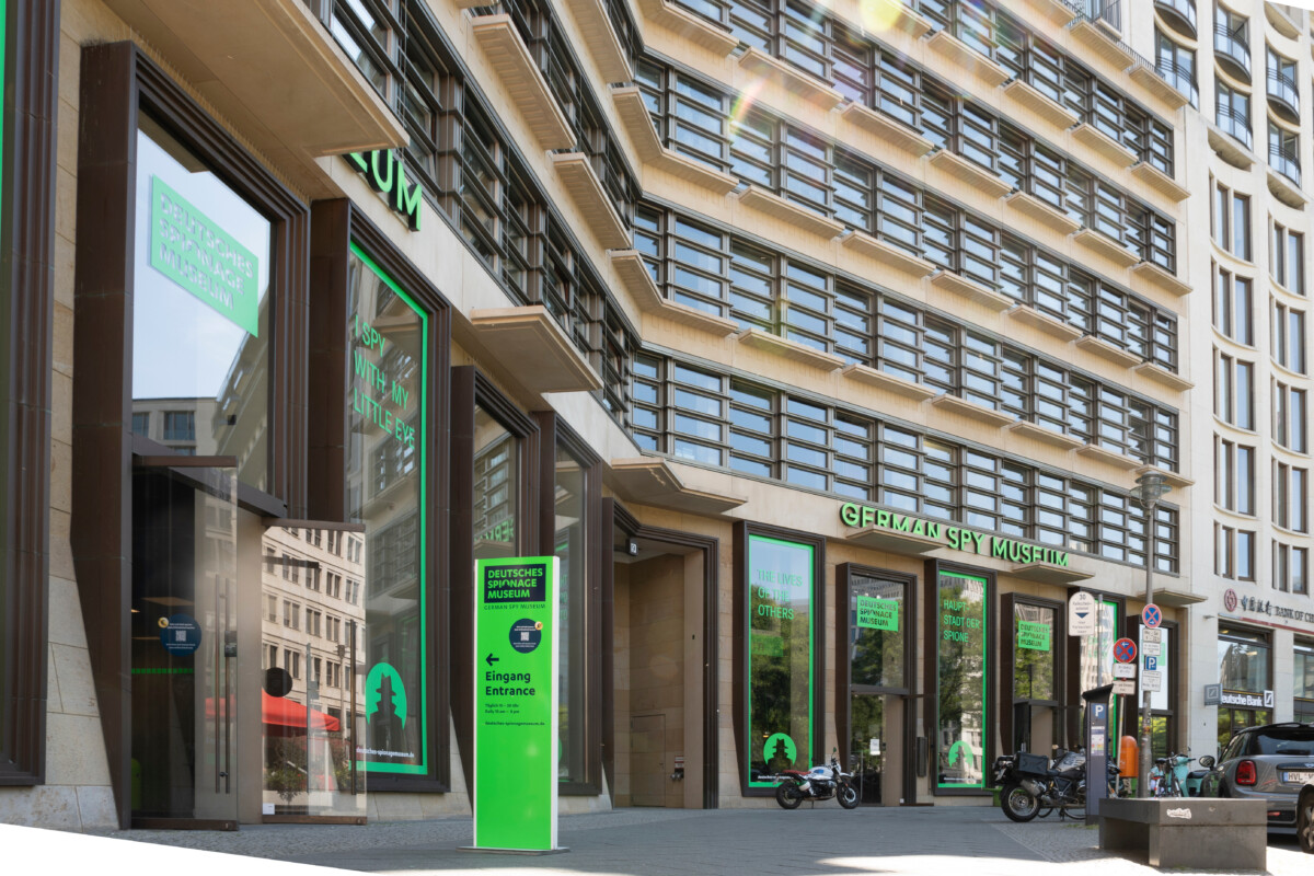 Front and entrance of German Spy Museum in Berlin, Germany
