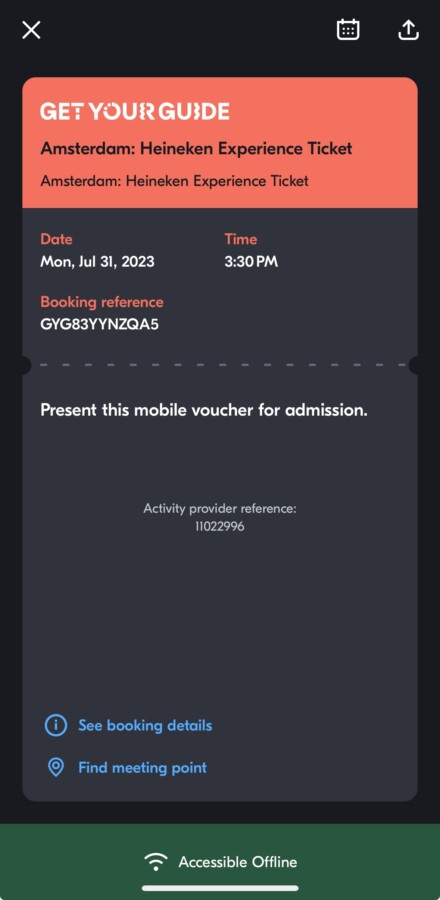 GetYourGuide Ticket on Apple Wallet