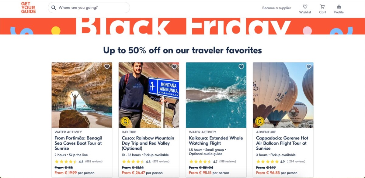 GetYourGuide Black Friday Deals