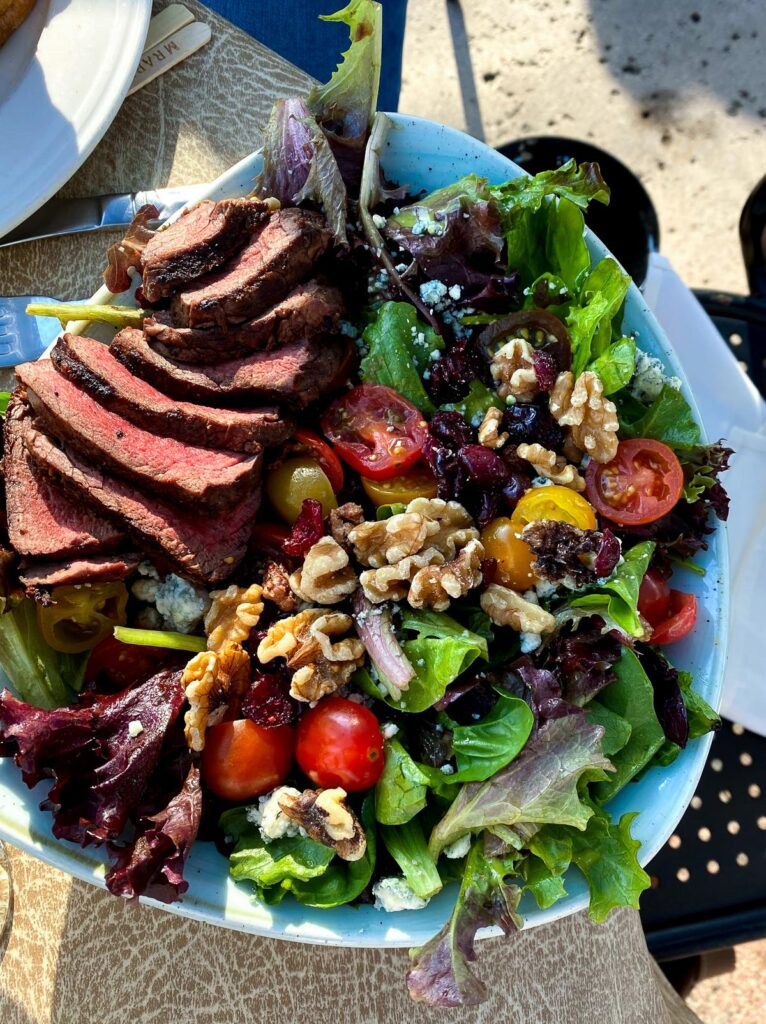 Gourmet steak salad from Thornton Winery, Temecula Valley