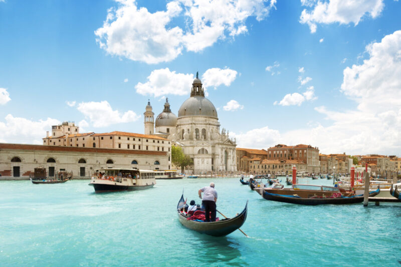Gondolas in Grand Canal in Venice, Italy
