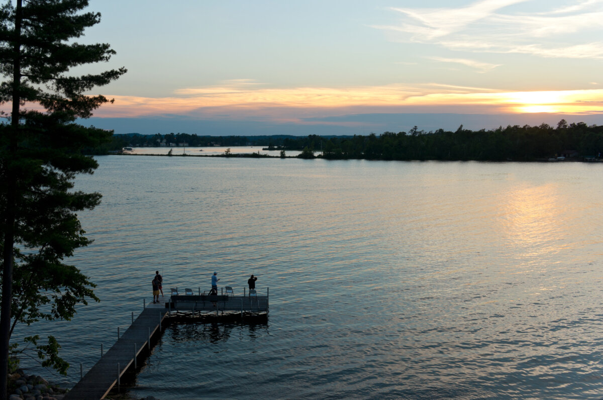 Sunset view on Gull Lake pier