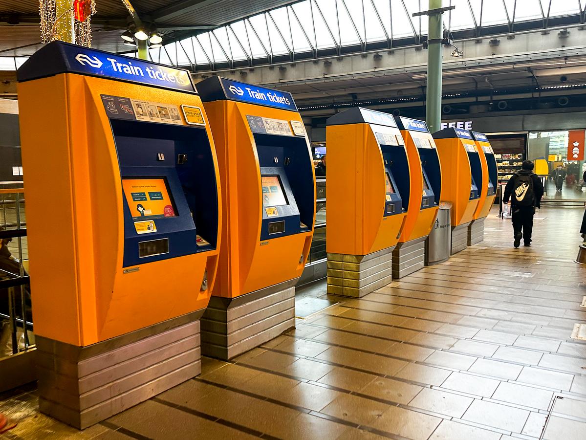 Orange GVB ticket machines at Schiphol Airport