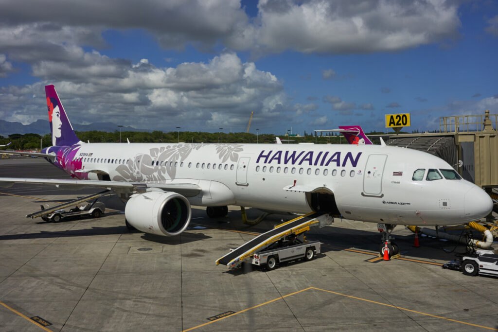 Hawaiian Airlines Airbus A321neo aircraft in Daniel K. Inouye International Airport