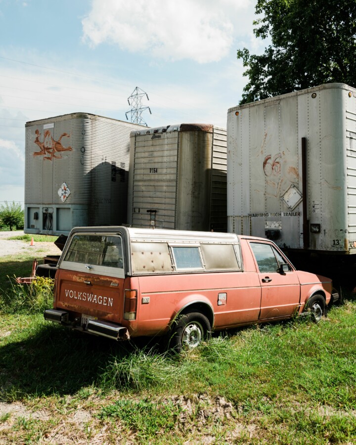 Old Volkswagen car at the Henrys Rabbit Ranch in Staunton, Illinois on Route 66