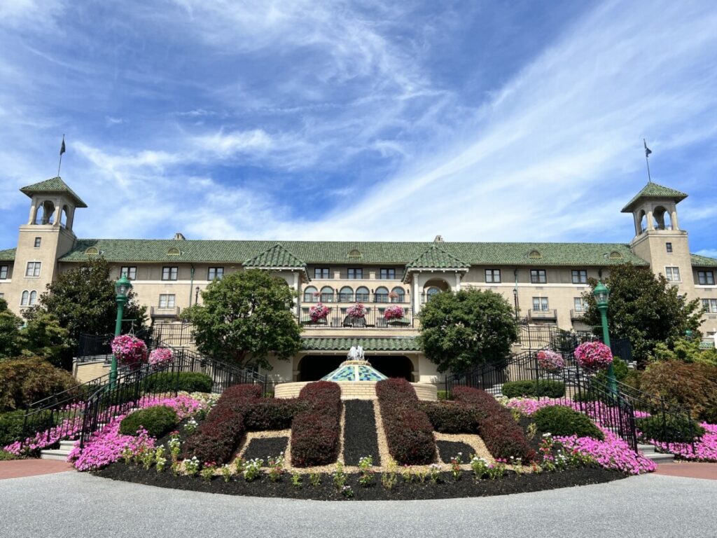 The Hotel Hershey building exterior in Hershey, Pennsylvania