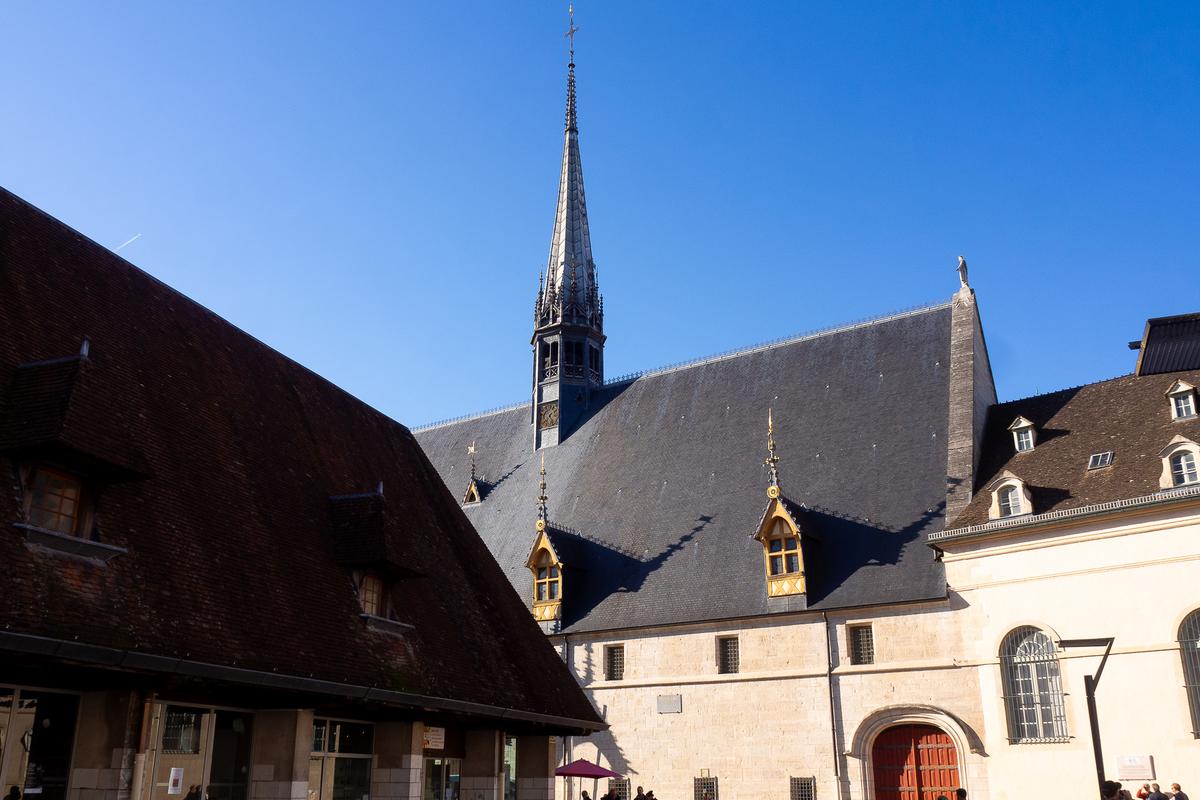 Beaune, France historic architecture under clear blue skies