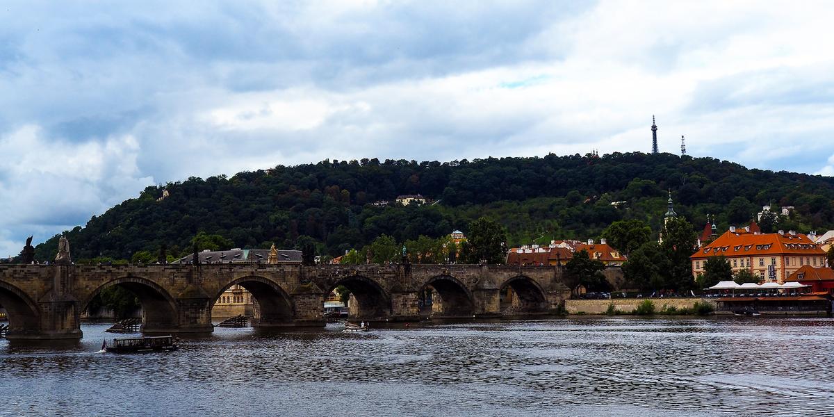 Historic Charles Bridge over Vltava River, Prague, Czech Republic