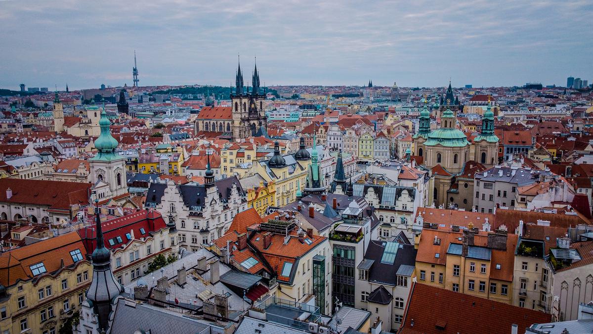 Panoramic View of Prague's Historic Old Town showcasing gothic architecture and skyline