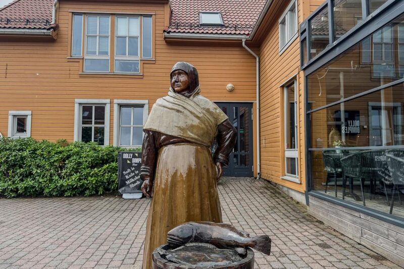 Historic statue at Fiskebrygga fish market, Kristiansand, Norway
