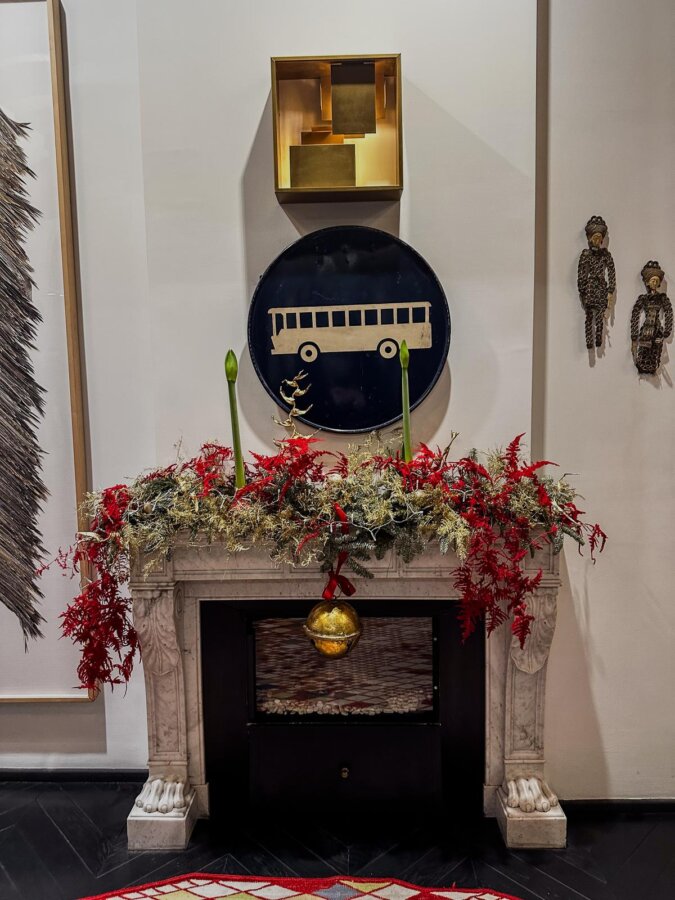Elegant Hotel Milu Florence interior with artistic decor and fireplace