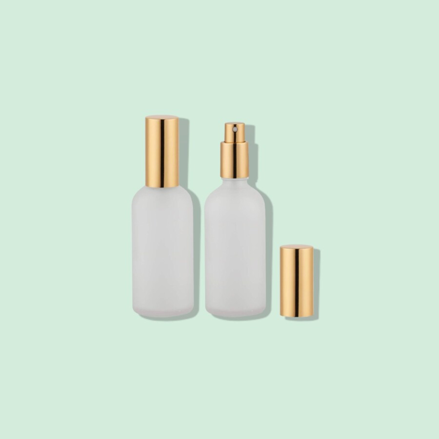 Two Hydior Empty Frosted Glass Bottle Perfume Atomizer