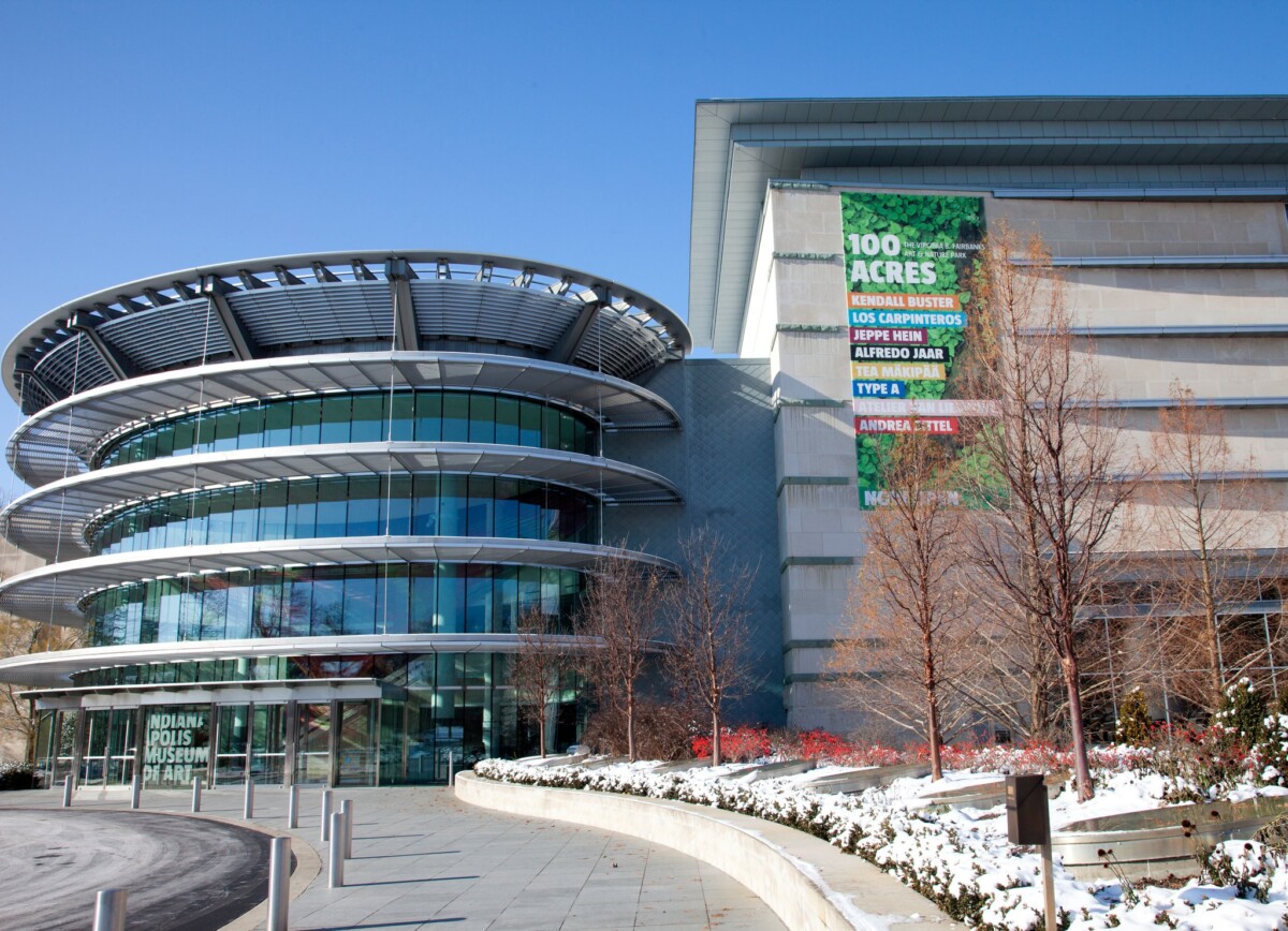 Building exterior of Indianapolis Museum of Art or the Newfields in Indianapolis, Indiana