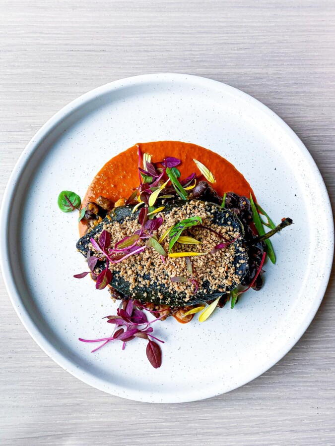 Indigenous dish prepared with regional ingredients at Owamni in Minneapolis