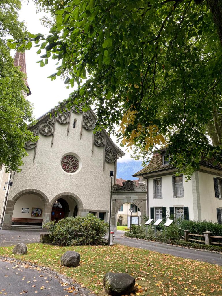 Interlaken Monastery with Autumn Foliage in Switzerland