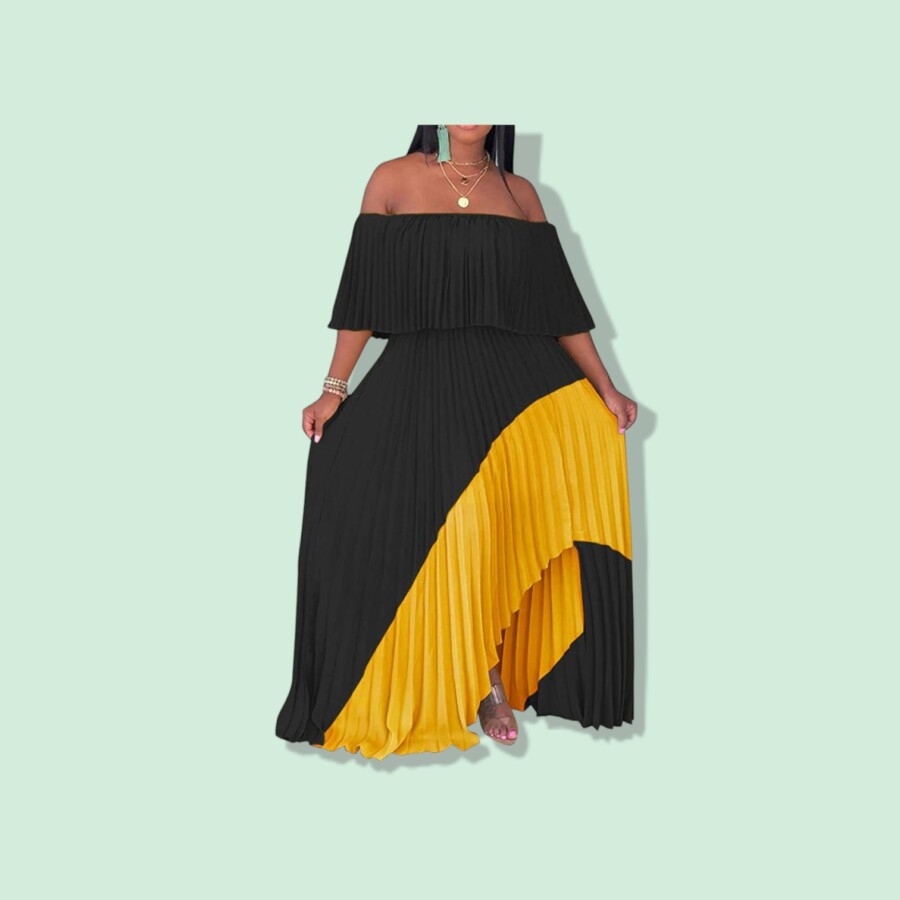 IyMoo Women's Sexy Chiffon Sundress Off Shoulder Ombre Tie Dye Long Boho Beach Maxi Dress