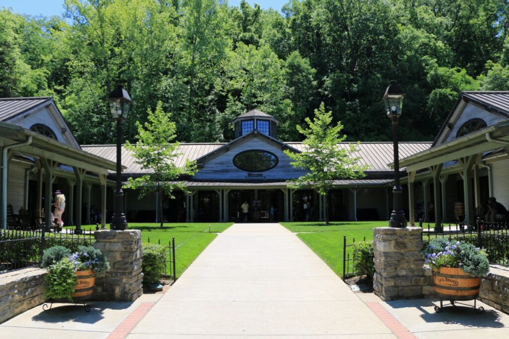 Main entrance and pathway leading to the Jack Daniel's Distillery in Lynchburg, Tennessee