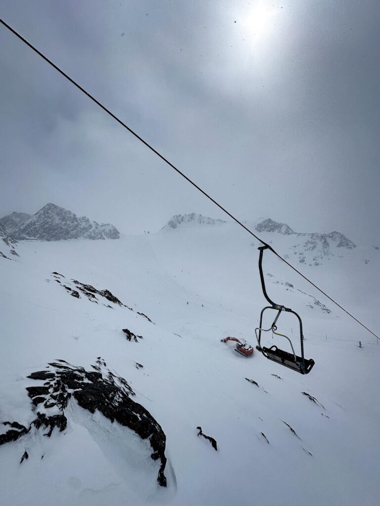 Journey to the Summit: Chairlift at Stubai Glacier, Austrian Alps