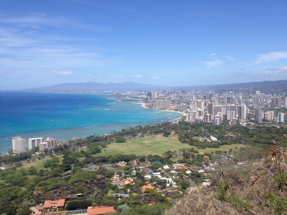 Aerial view of Kapiolani Park and Hawaii