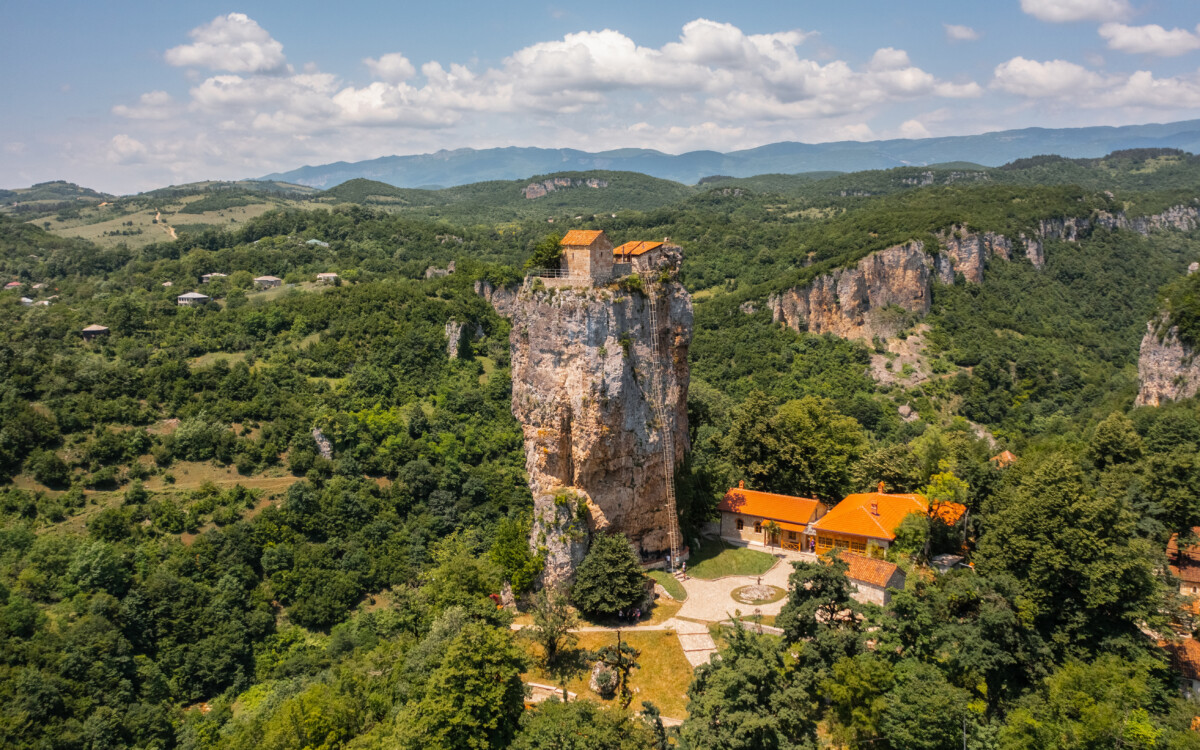 Aerial view of Katskhi Pillar