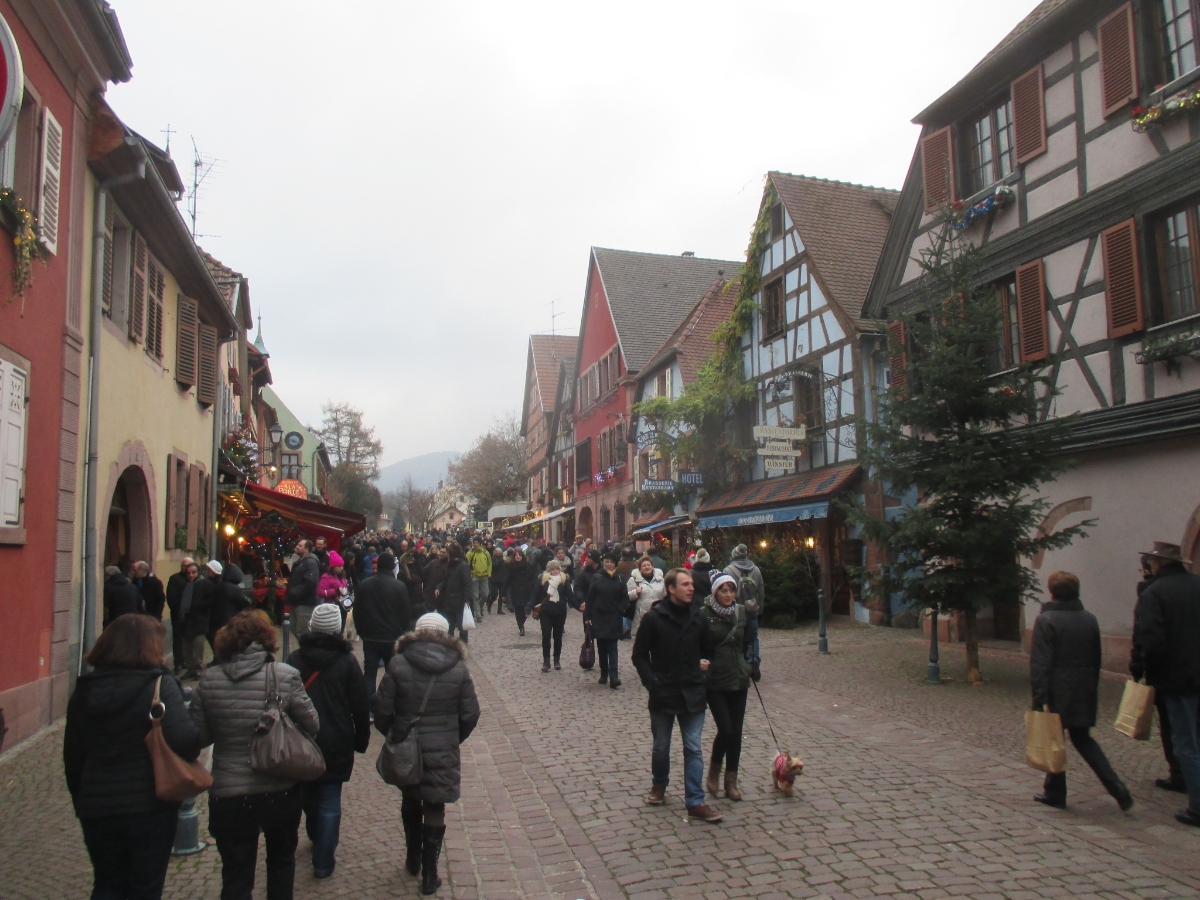Crowd Strolling at Kaysersberg Christmas Market