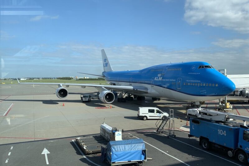 A Boeing 747-400 on the ramp at Amsterdam Schipol Airport
