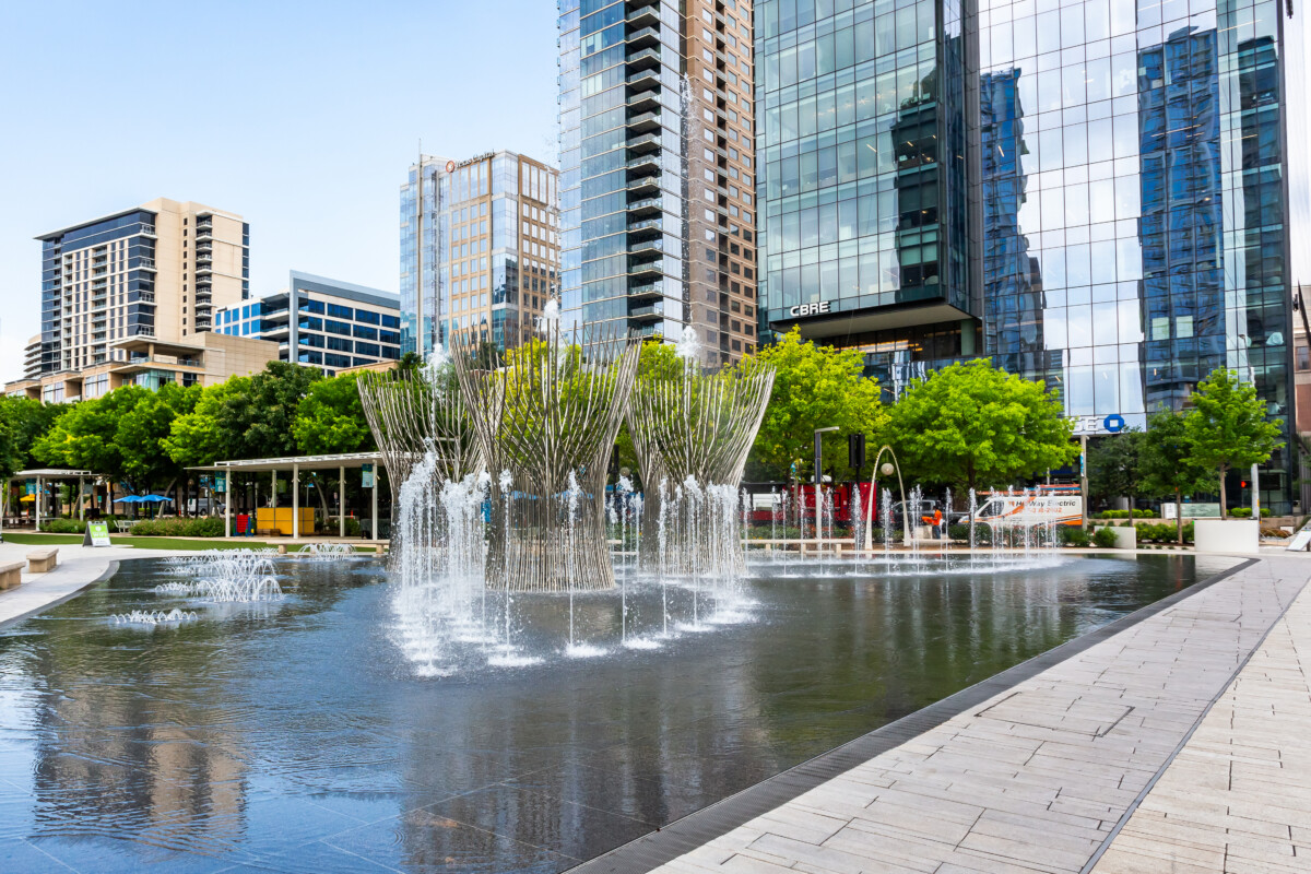 View from Klyde Warren Park in Texas, USA