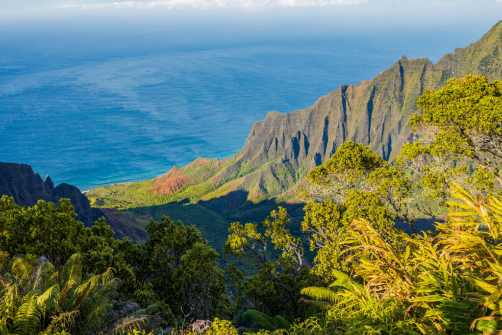 Aerial view of the Na Pali Coast and Kokeʻe State Park