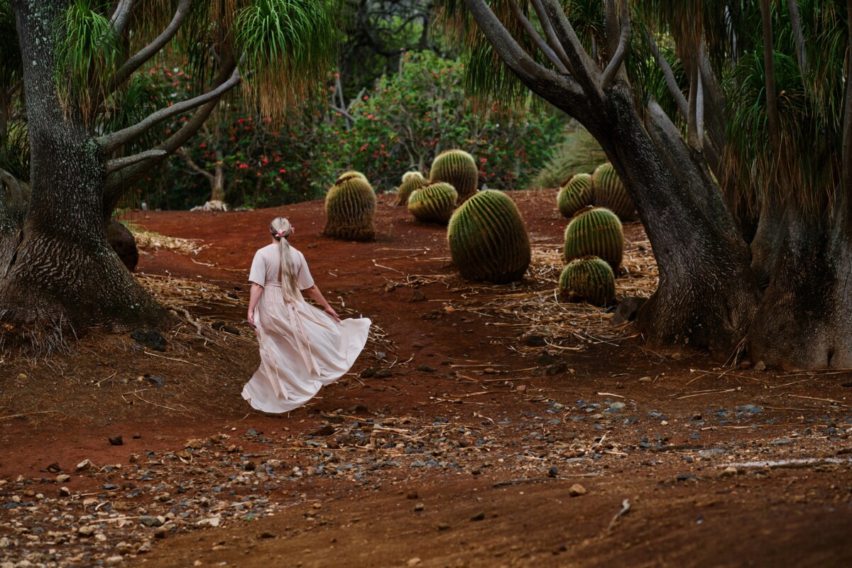 Woman exploring the Koko Crater Botanical Garden