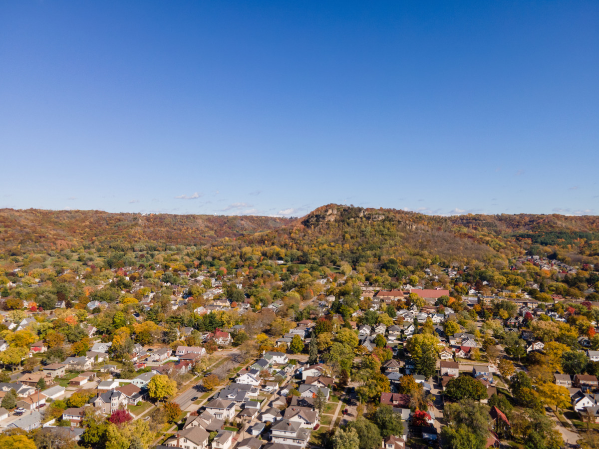 Aerial view of a village in La Crosse, Wisconsin