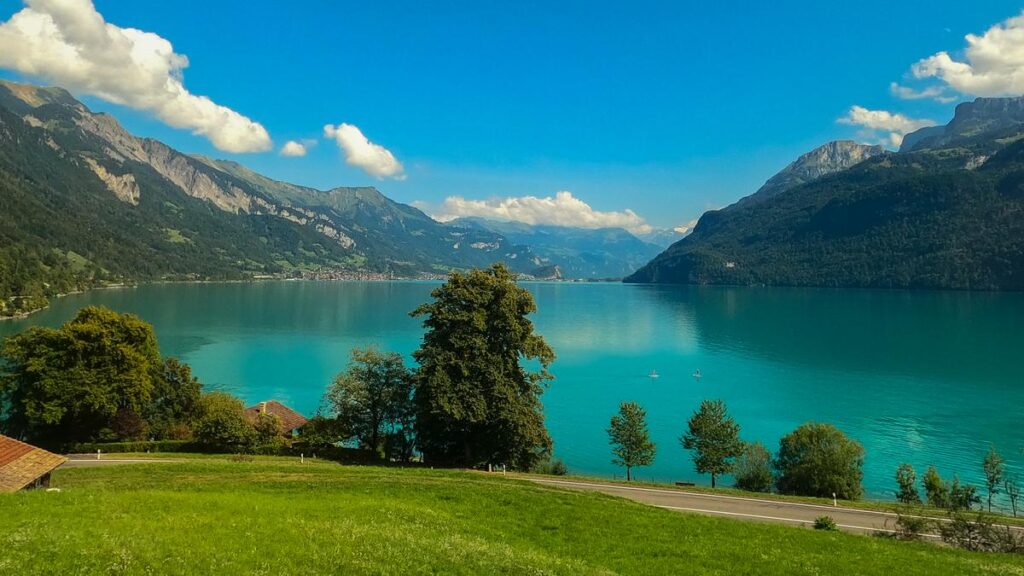 Stunning Lake Brienz in Switzerland with vivid turquoise waters and Alpine backdrop