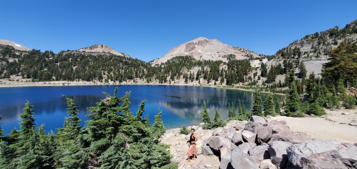 Lake Lassen and skyline view in Lassen Volcanic National Park in California