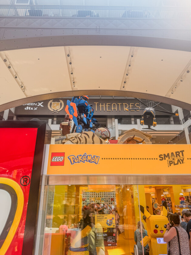 LEGO Store entrance with Pokémon display at Mall of America in Bloomington, Minnesota.
