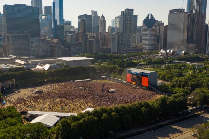 Aerial View of Lollapalooza Chicago, one of the best festivals in the Midwest
