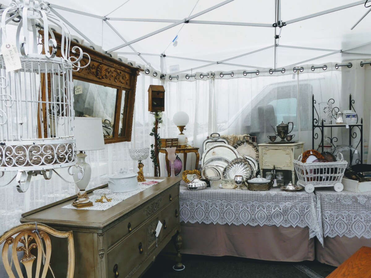 Antique furnishings at the Long Beach Antique Market in Los Angeles, California