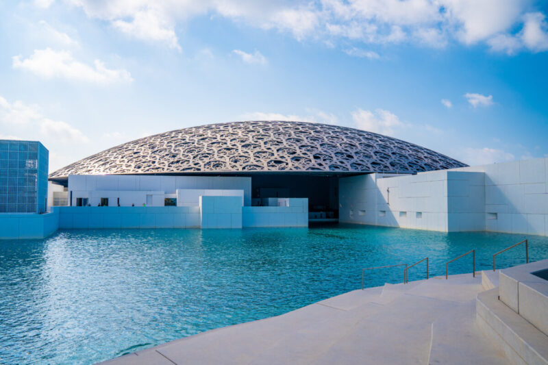 The famous Louvre museum of the French architect Jean Nouvel - panoramic view in Dubai