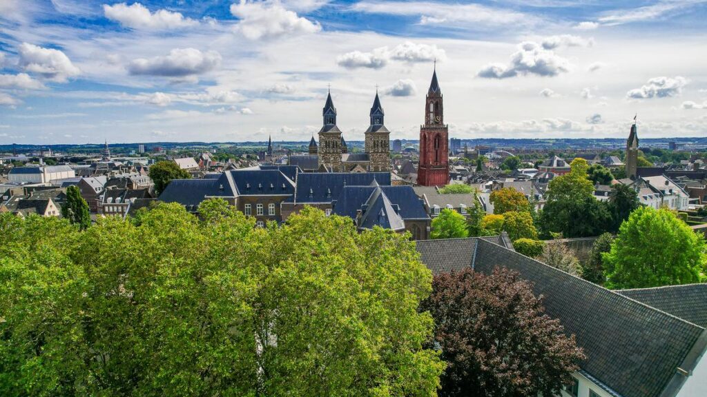 Panoramic View of Maastricht's Historic Old Town - Aerial Perspective showcasing vibrant beauty and historic charm