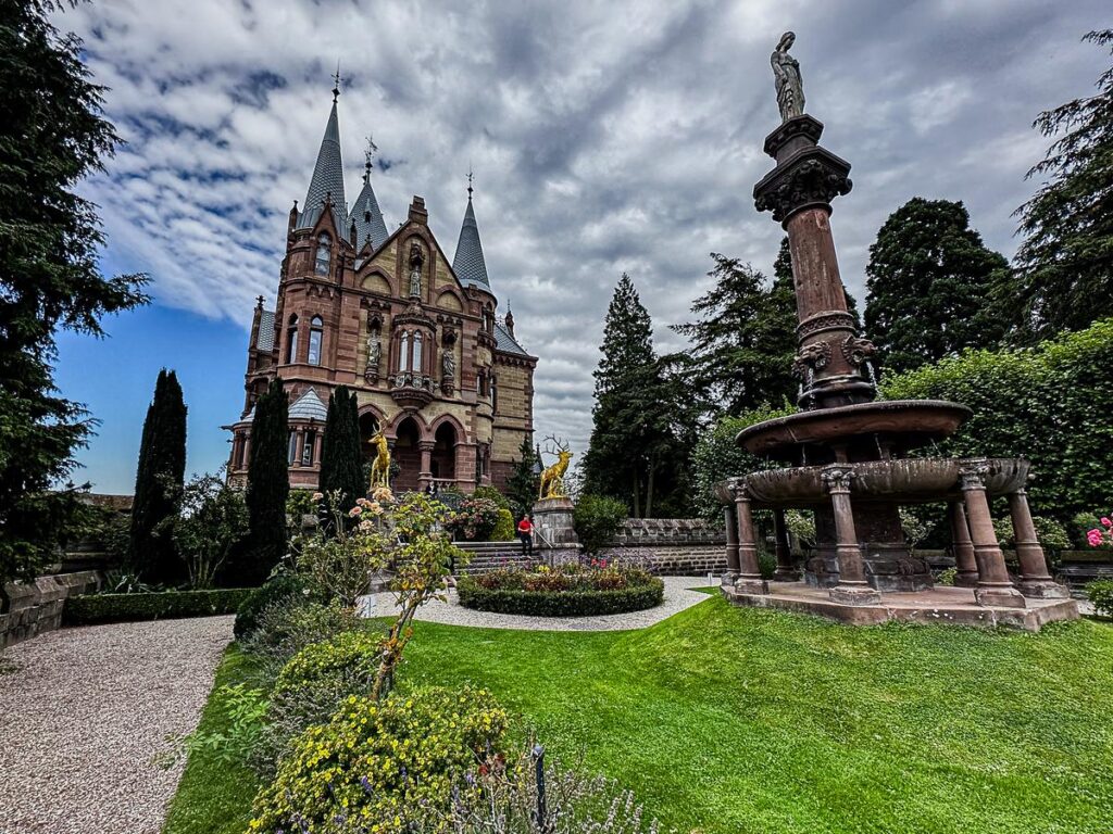 Schloss Drachenburg and its formal gardens on Drachenfels hill in Königswinter