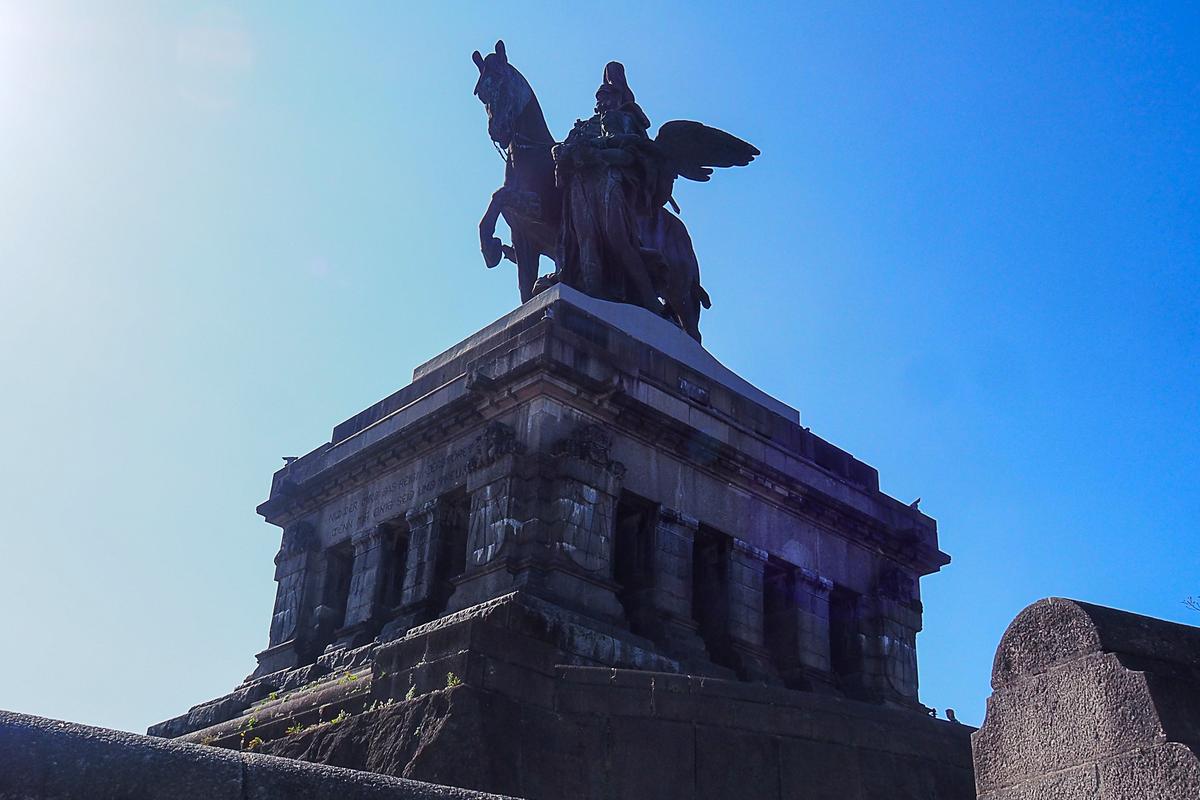 Deutsches Eck equestrian statue, Koblenz, Germany, Rhine and Moselle rivers confluence