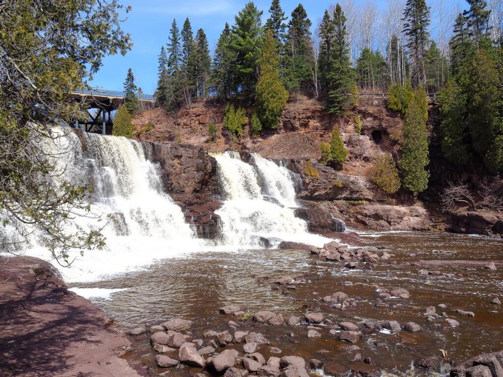 Gooseberry Falls Minnesota in Spring - Scenic Waterfall Landscape