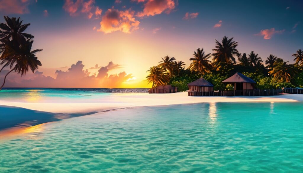 Beautiful tropical Maldives island with beach