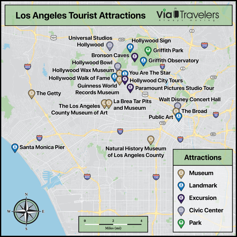 Map of Attractions in Los Angeles
